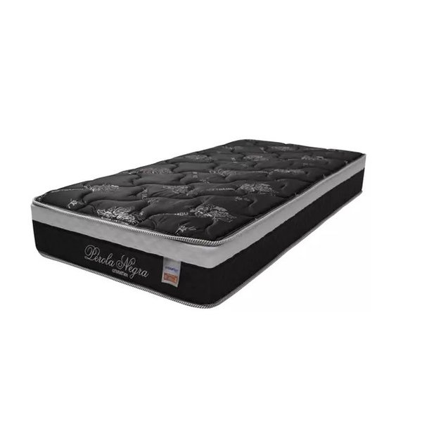 colchao solteiro molas ensacadas 88x188x25 perola negra cristalflex